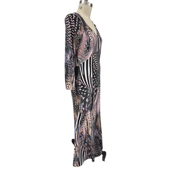 Venus Women's Size L Multiolored Maxi Bodycon  Dress Peacock Animal Print - Picture 3 of 6